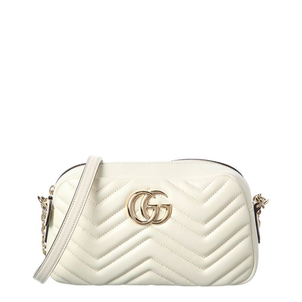 Gucci Gg Marmont Small Leather Camera Bag, White